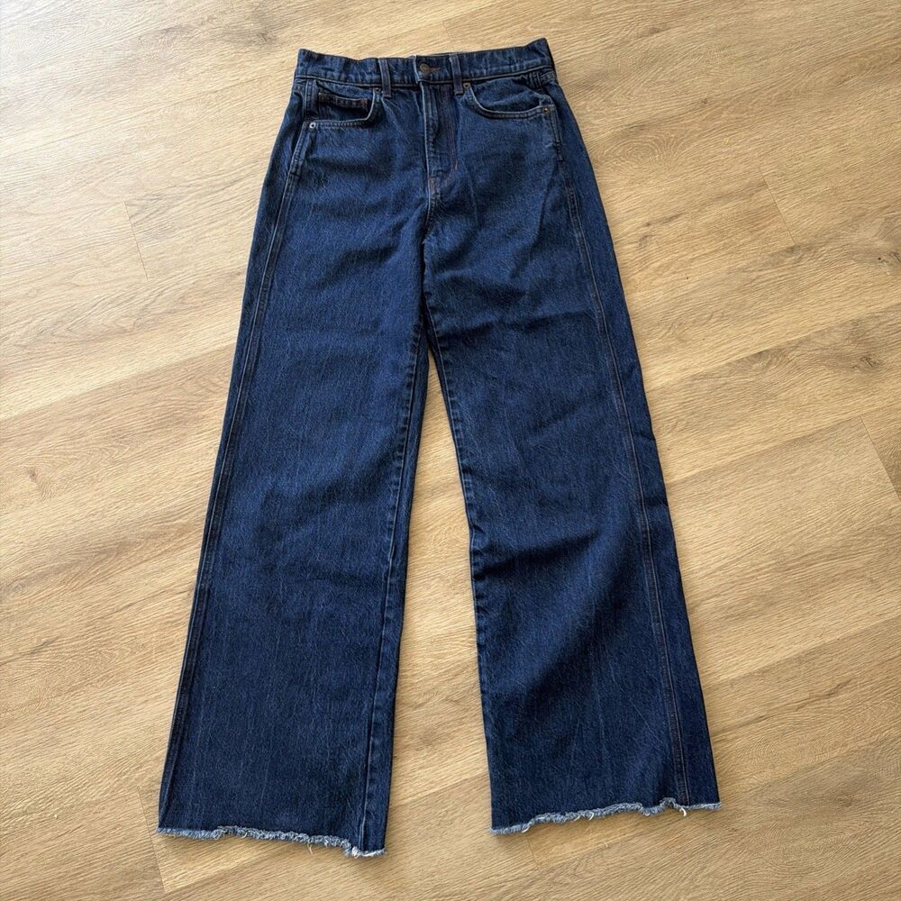 Veronica Beard Taylor Relaxed Wide Leg High Rise Jeans 28 Raw Hem - Picture 3 of 9